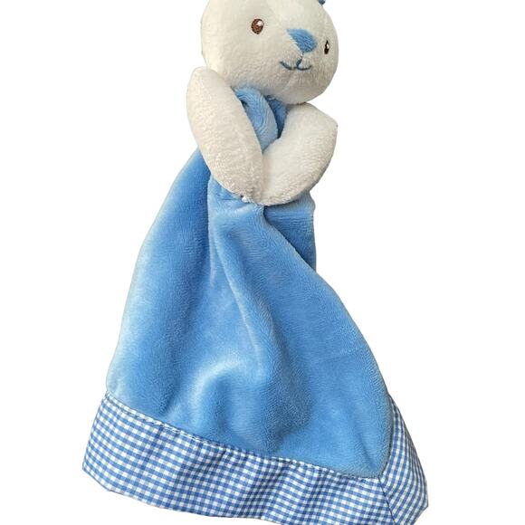 Prestige Baby Lovey Bunny Rabbit Security Blanket Plush Gingham Shower Gift 10" - Picture 4 of 14